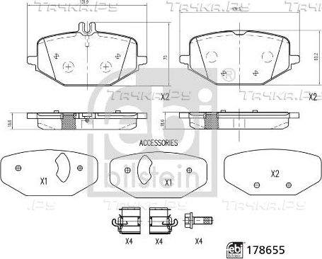 Тормозные колодки Febi Bilstein. Артикул 178655