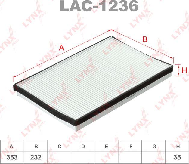 Салонный фильтр LYNXauto. Артикул LAC-1236