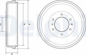Тормозной барабан Delphi задний для Isuzu D-Max II 2012-2020. Артикул BF573
