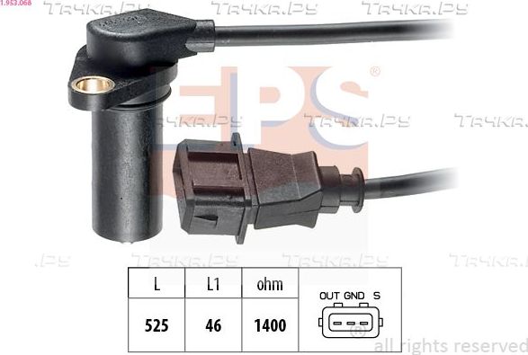 Датчик положения коленвала EPS Made in Italy - OE Equivalent для SEAT Inca I 1995-2003. Артикул 1.953.068
