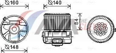 Вентилятор, мотор печки (отопителя) салона AVA. Артикул PE8369
