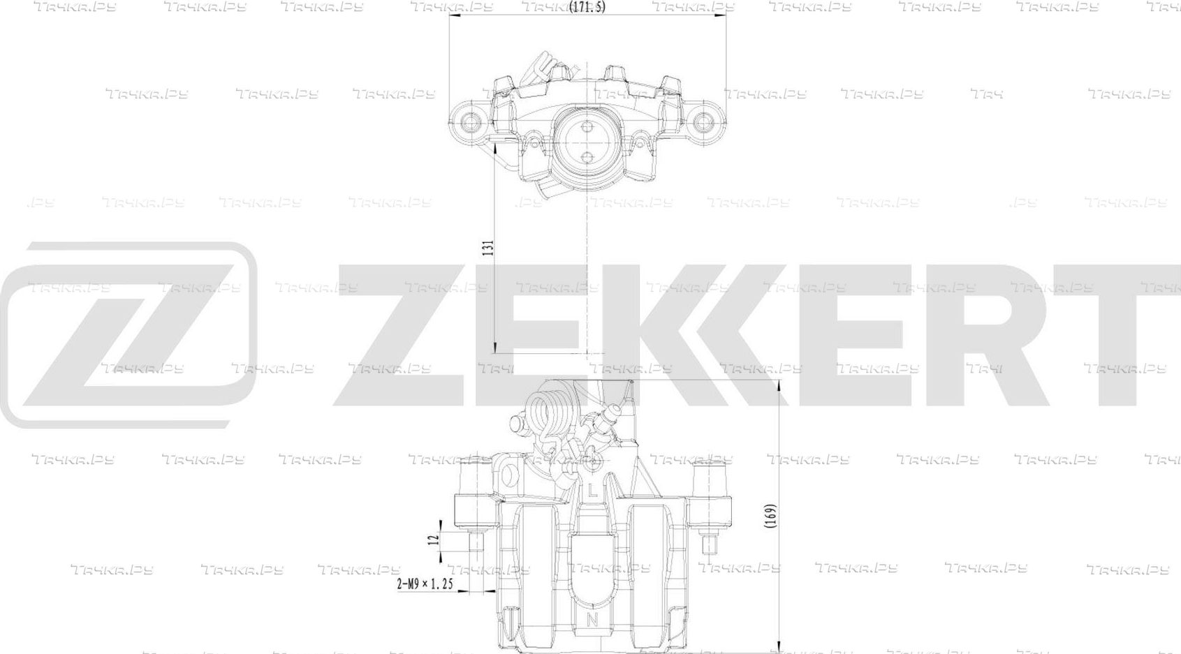 Тормозной суппорт Zekkert (алюминий) задний левый для Ford Focus II 2004-2012. Артикул BS-8316