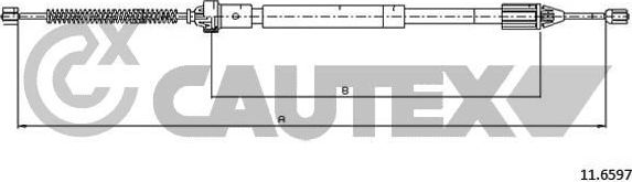 Трос ручника (тросик ручного тормоза) Cautex. Артикул 028367