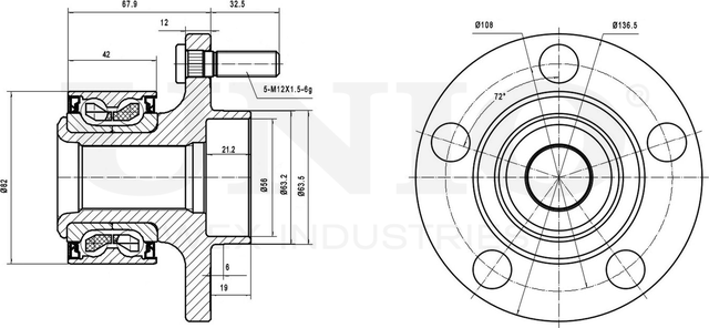 Ступица колеса с интегрированным подшипником (Unio). Артикул HUB-20019