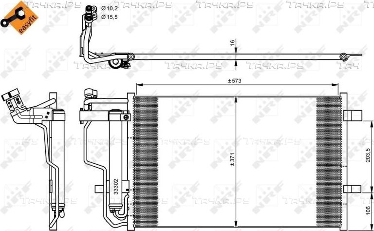 Радиатор кондиционера (конденсатор) NRF (алюминий). Артикул 35922
