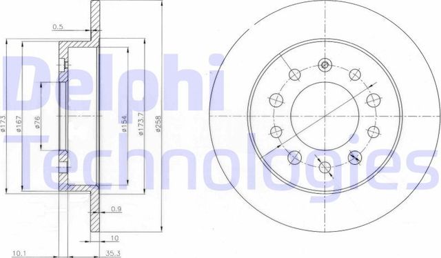 Тормозной диск Delphi задний для Hyundai Coupe II (GK) 2001-2009. Артикул BG3862