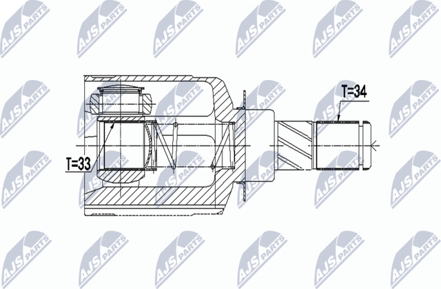 Шрус внутренний (граната) NTY передний левый для Renault Clio IV 2012-2019. Артикул NPW-RE-062