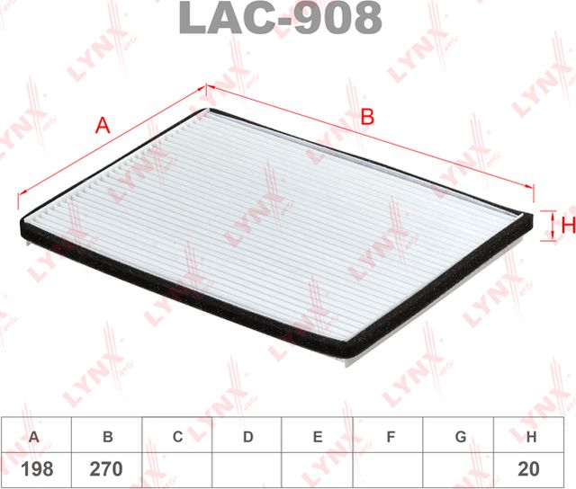 Салонный фильтр LYNXauto. Артикул LAC-908