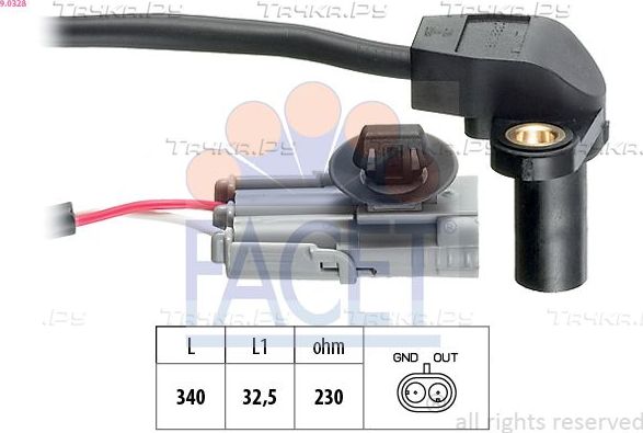 Датчик положения коленвала Facet Made in Italy - OE Equivalent для Renault Laguna II 2001-2007. Артикул 9.0328