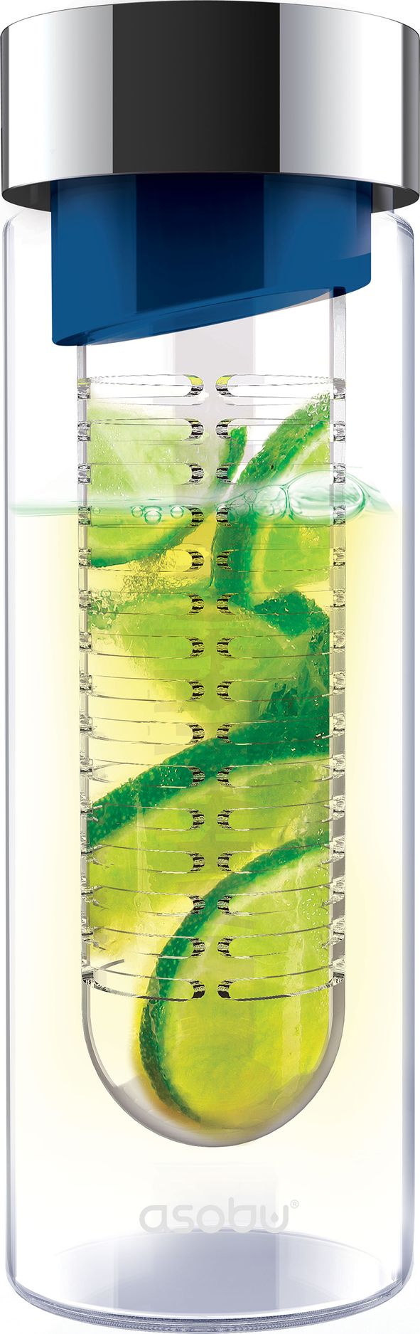 Бутылка Asobu FLAVOUR IT, 480 мл, Серебряный/Синий. Артикул SWG11.03/16-BLUE