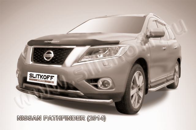 Защита Slitkoff переднего бампера d57 радиусная для Nissan Pathfinder R52 2014-2026. Артикул NIP14-007