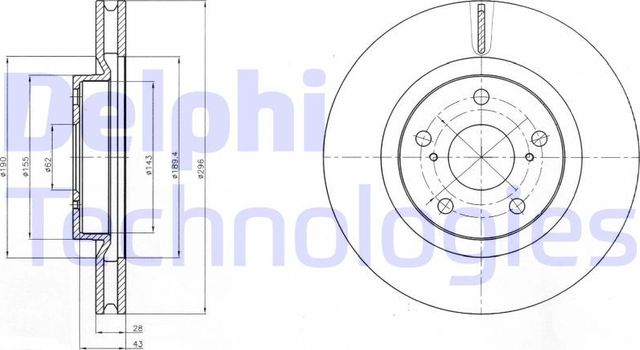 Тормозной диск Delphi передний для Lexus ES VI 2012-2018. Артикул BG4192