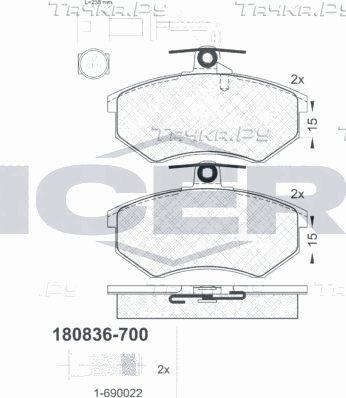 Тормозные колодки Icer передние для Audi Quattro I 1980-1987. Артикул 180836-700