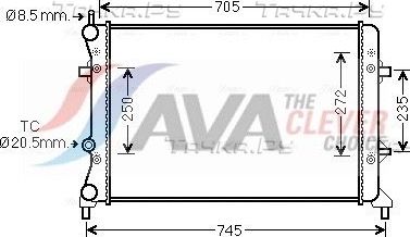 Радиатор охлаждения двигателя AVA ** CLEVER FIT ** для Volkswagen New Beetle II (A5) 2011-2019. Артикул VN2359