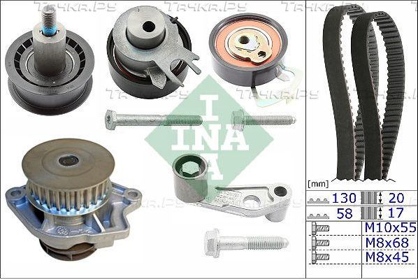 Помпа (водяной насос) с комплектом ремня ГРМ Ina для SEAT Toledo II 2000-2002. Артикул 530 0089 31