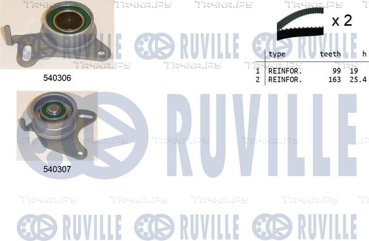 Ремень ГРМ с роликами (комплект) Ruville для Mitsubishi L200 III 1996-2007. Артикул 550039