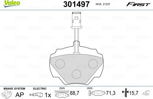 Тормозные колодки Valeo First. Артикул 301497