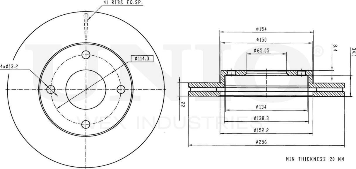 Диск тормозной (Unio). Артикул BRD-20546