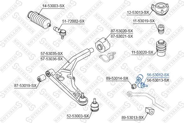 Стойка (тяга) стабилизатора Stellox. Артикул 56-53012-SX
