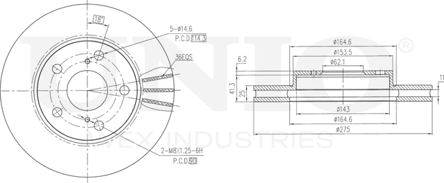 Диск тормозной (Unio). Артикул BRD-20346
