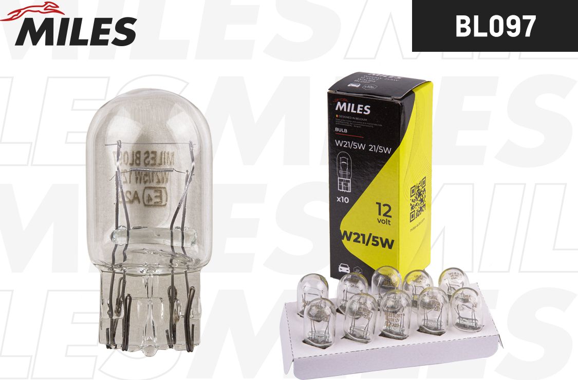 Лампа W21/5W 12V 21/5W W3x16q Miles. Артикул BL097