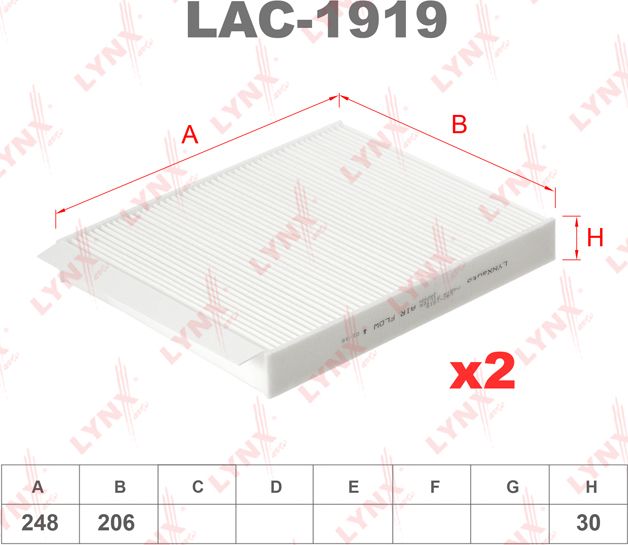 Салонный фильтр LYNXauto. Артикул LAC-1919