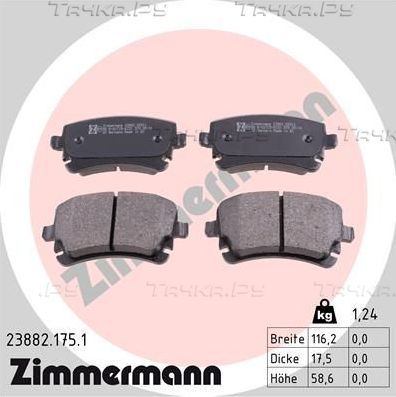 Тормозные колодки Zimmermann задние для Audi S4 II (B6) 2003-2004. Артикул 23882.175.1