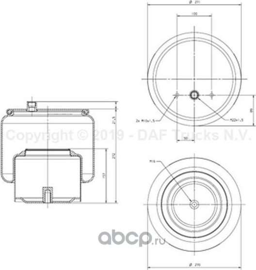 Пневмоподушка (пневморессора) DAF. Артикул 1849374