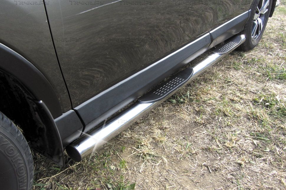 Пороги Slitkoff d76 с проступями для Toyota RAV4 IV рестайлинг 2015-2019. Артикул TR415-006