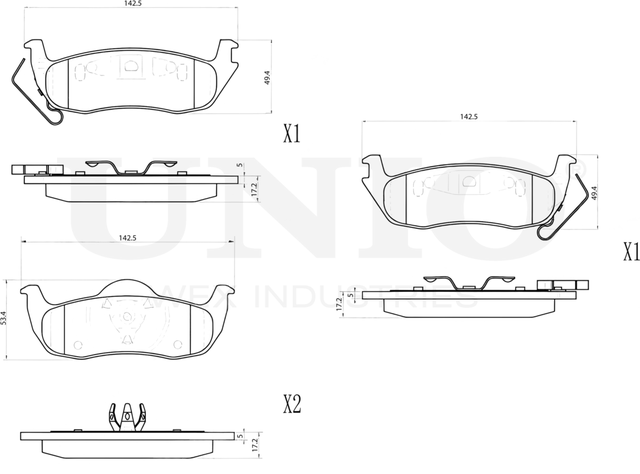 Колодки тормозные дисковые, комплект (Unio). Артикул BRP-20309