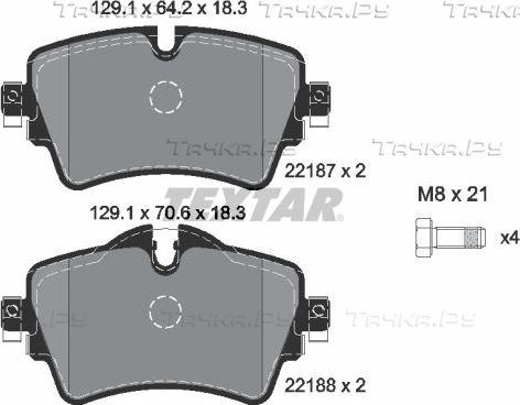 Тормозные колодки Textar Q+ передние для MINI Cabrio III (F57) 2014-2026. Артикул 2218701