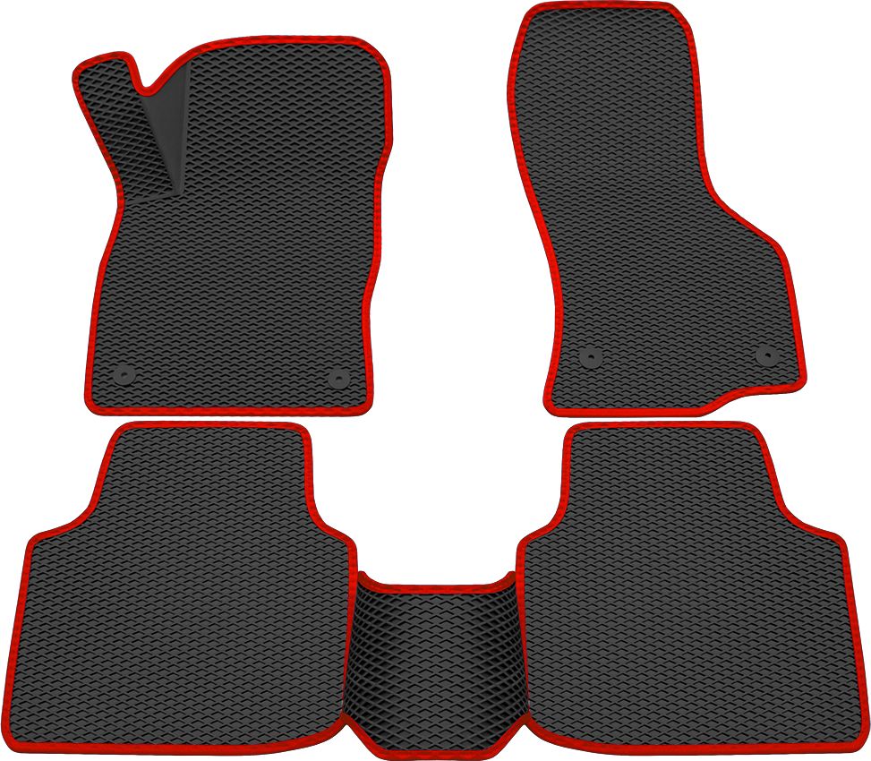 Коврики Rezkon 3D EVA ромб резиновые для салона Skoda Superb III 2016-2026 Красный кант. Артикул 9230015104