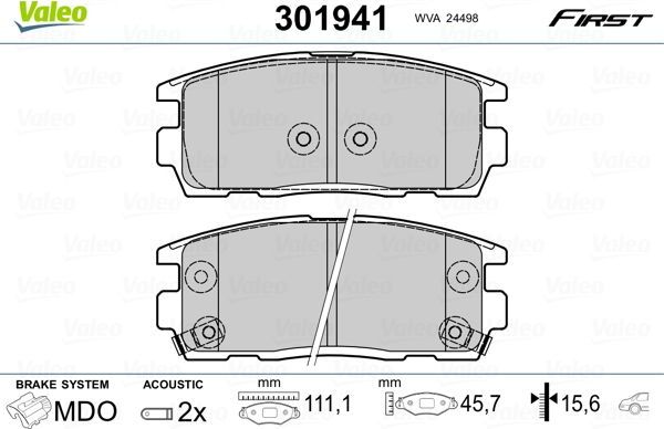 Тормозные колодки Valeo First. Артикул 301941