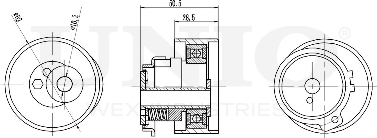 Ролик зубчатого ремня ГРМ натяжной (Unio). Артикул TNS-10176