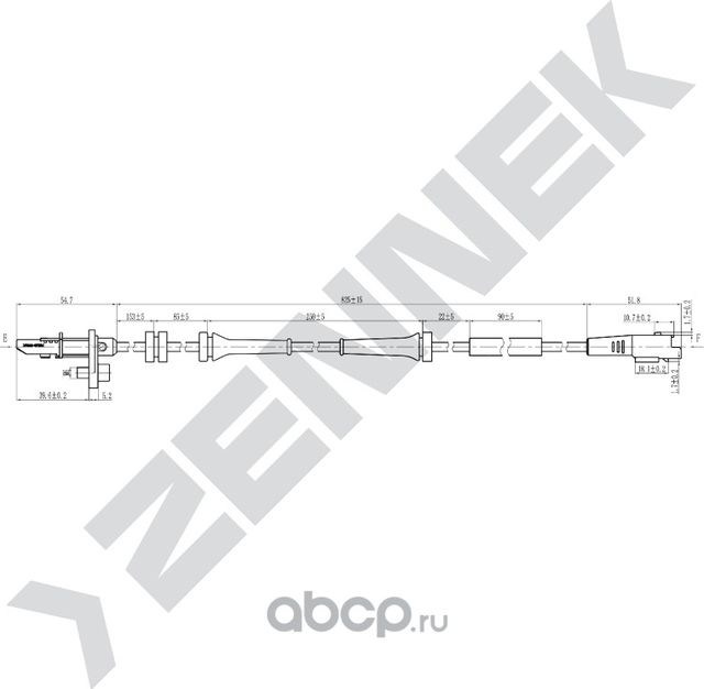 Датчик ABS передний левый/правый PEUGEOT EXPERT, CITRON JUMPY 07 - ZENNEK DAS009 Zennek. Артикул DAS0091