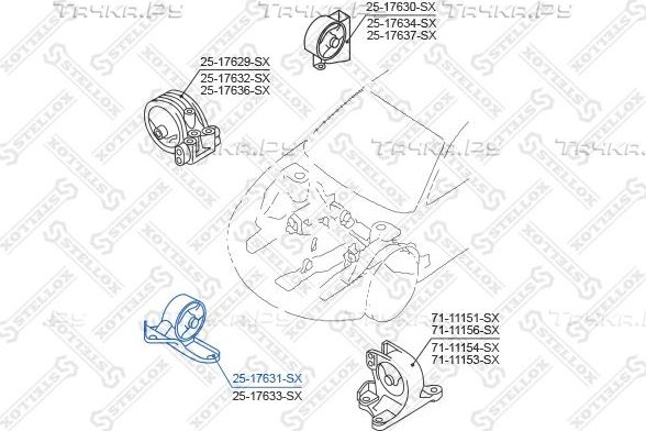 Подушка (опора) двигателя Stellox передняя для Mitsubishi Space Runner II 1999-2003. Артикул 25-17631-SX