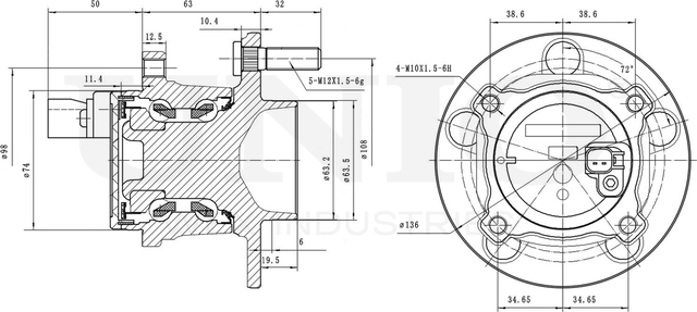 Ступица колеса с интегрированным подшипником (Unio). Артикул HUB-20016