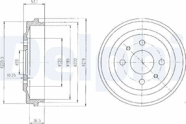 Тормозной барабан Delphi для Innocenti Elba 1991-1996. Артикул BF136
