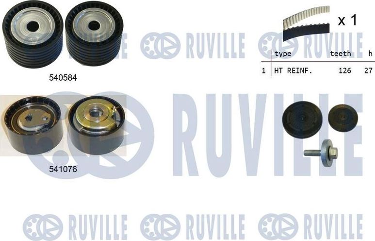 Ремень ГРМ с роликами (комплект) Ruville. Артикул 550277