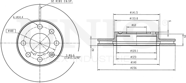 Диск тормозной (Unio). Артикул BRD-20018