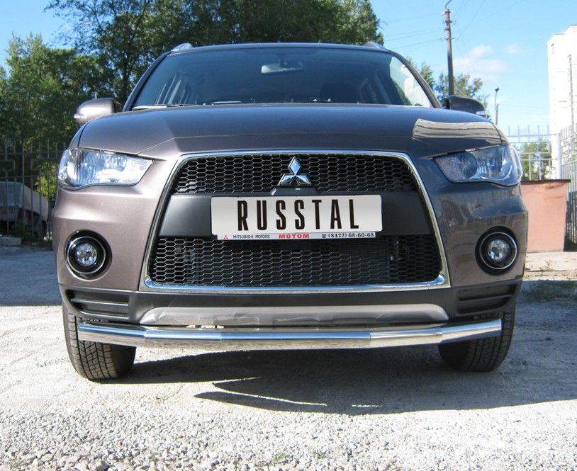 Защита RusStal переднего бампера d76 (5 секций) для Mitsubishi Outlander XL 2010-2012. Артикул MNZ-000119