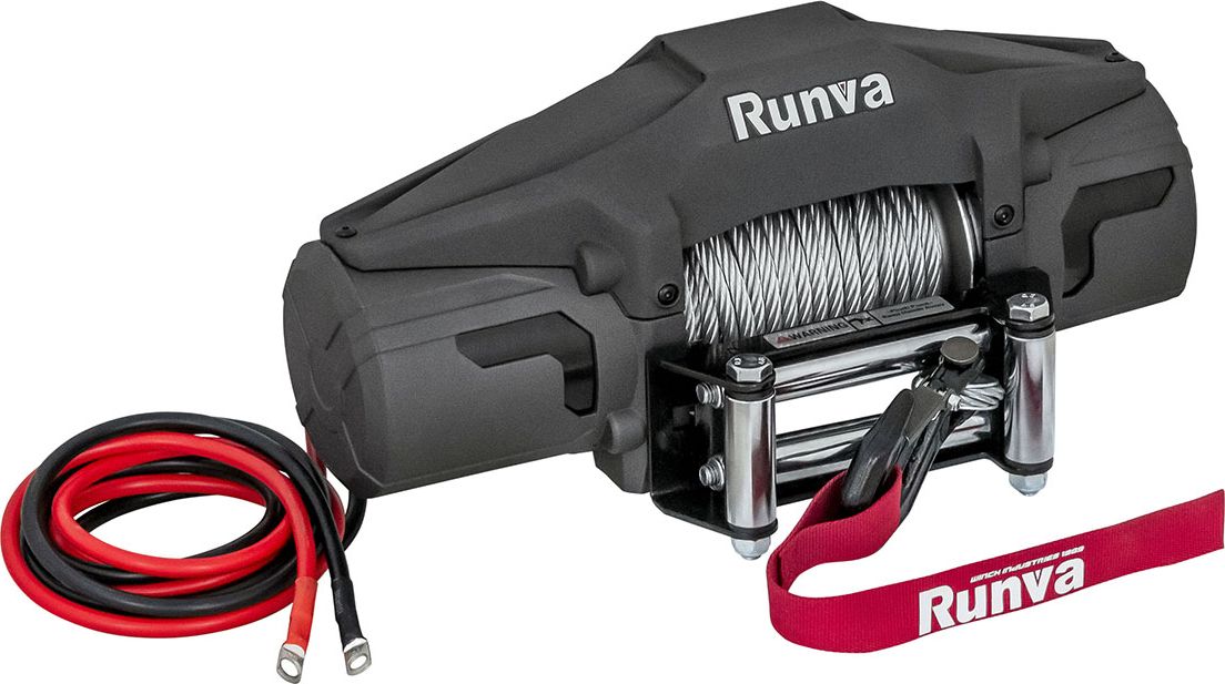 Лебёдка электрическая 12V Runva 6000 lbs 2722 кг (стальной трос). Артикул EWV6000F