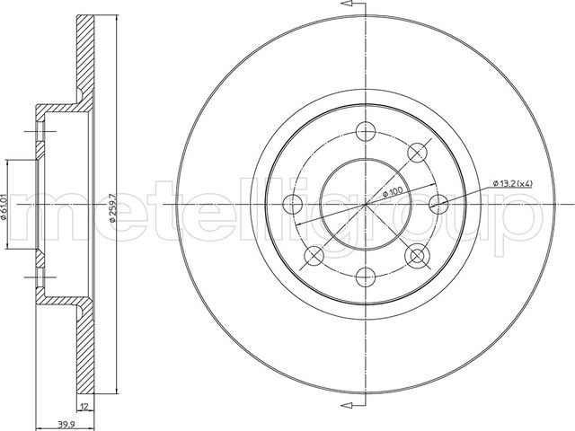 Тормозной диск Metelli передний для Volvo 460 1988-1996. Артикул 23-0260
