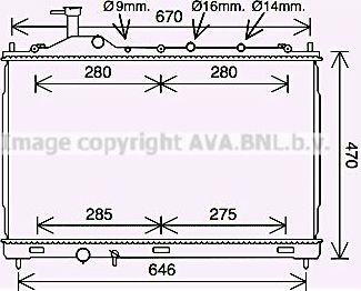 Радиатор охлаждения двигателя AVA для Mitsubishi Outlander III 2012-2026. Артикул MT2262