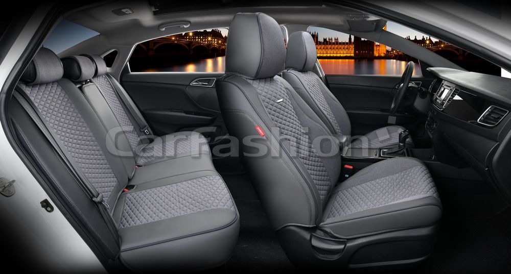 Чехлы универсальные каркасные CarFashion 5D Rover Plus на сидения авто, цвет Темно-серый/Темно-серый/Серый. Артикул 27275