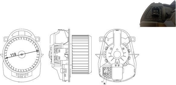 Вентилятор, мотор печки (отопителя) салона Mahle Behr. Артикул AB 258 000S