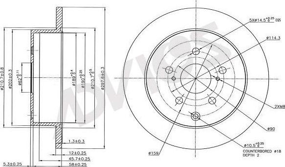 Тормозной диск Advics. Артикул A6R203B