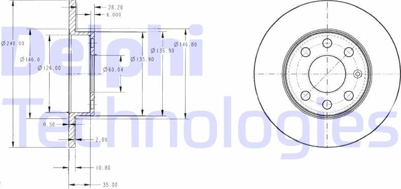 Тормозной диск Delphi. Артикул BG3567