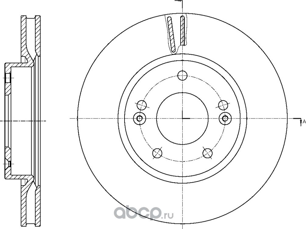 Диск тормозной вентилируемый (G-Brake). Артикул GR21114