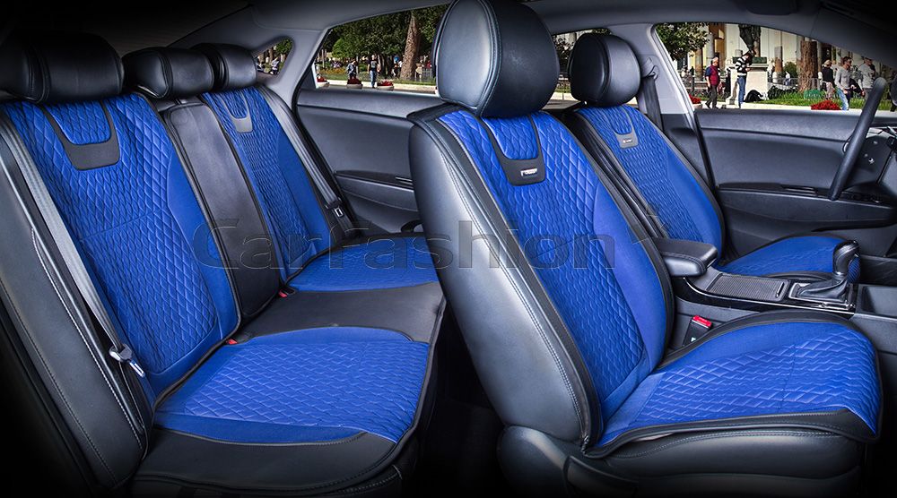 Накидки универсальные CarFashion Torino Plus для авто, цвет Синий/Черный/Синий. Артикул 22218